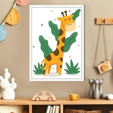 Yapraklarla Zürafa 1 Çerçeve ve Poster - HA1111