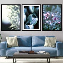 Lavanta ve Lale Esintisi Üçlü Çerçeve ve Poster Seti -  B1014