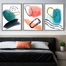 Sulu Boya Temalı 1 Üçlü Çerçeve ve Poster Seti - C1029