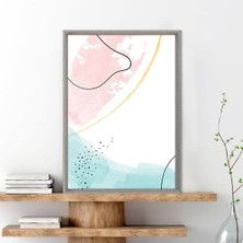 Sulu Boya Temalı Pembe - Yeşil Tonlar 3 Çerçeve ve Poster - C1267