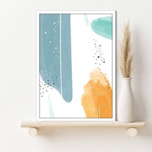 Sulu Boya Temalı Turuncu ve Yeşil Tonlar 4 Çerçeve ve Poster - C1268