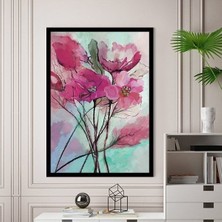 Pembe Suluboya Çiçek 3 Çerçeve ve Poster - B1174