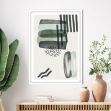 Sulu Boya Temalı Yeşil Tonlar 3 Çerçeve ve Poster - C1239