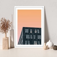 Antrasit Bina ve Turuncu Gökyüzü Çerçeve ve Poster -  M1041