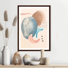 Sulu Boya Pembe - Kahve -Gri Temalı 2 Çerçeve ve Poster  - IL1059