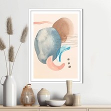 Sulu Boya Pembe - Kahve -Gri Temalı 2 Çerçeve ve Poster  - IL1059