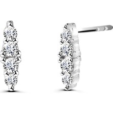 Gümüş Üzeri Rodyum Kaplama Dikey Taşlı Küpe