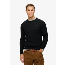 Superdry Bisiklet Yaka Normal Siyah Erkek Kazak M6110641A02A_ESSENTIAL Slım Fıt Cre