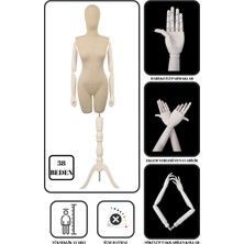 38 Beden Ahşap Kollu Pantolon Giyebilen Terzi Mankeni Vitrin Mankeni