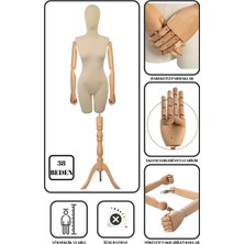 38 Beden Ahşap Kollu Pantolon Giyebilen Terzi Mankeni Vitrin Mankeni