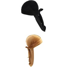 Mirror 2 Adet Kadife Bandana Şapkası Ipek Ipek Korsan Şal Şapka Siyah (Yurt Dışından)