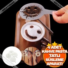 Greathings 4 Adet Pasta Süsleme Aparatı | Kahve, Pasta Şekillendirici Latte Cappuccino Barista Süsleme Şablonu