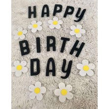 Rönesans Parti Rönesans Siyah Happy Bırthday Beyaz Papatya Eva Banner Seti
