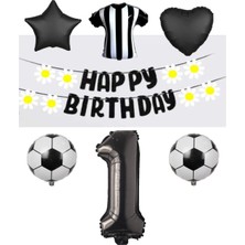 Best Parti Best Siyah Beyaz Taraftar Folyo Balon ve Eva Banner Seti Yaş 1
