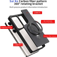 Gpack Samsung Galaxy S24 Kılıf Karbon Fiber Magsafeli Standlı Alp Kapak Siyah
