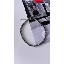 Jewine Studio Sertifikalı 8 mm Hematit Doğal Taş  Kolye