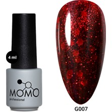 Momo Professional Glitter Kalıcı Oje G007, Kırmızı Parıltılı Şarap, 4 ml