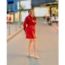 Gömlek Yaka Uzun Kol Deri Elbise