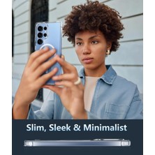Samsung Galaxy S25 Ultra Uyumlu Kılıf Wireless Şarj Özellikli Magsafe Şeffaf Telefon Kılıfı Kapak