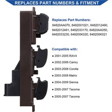 Aeethericly Toyota Camry 2002-2006, Corolla/Matrix 2003-2008, 84820Aa070 901-705 Için Master Kapı Kilidi Pencere Anahtarı Kontrol Düğmesi (Yurt Dışından)