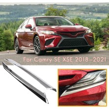 Aeethericly Krom Çelik Far Göz Kapağı Kapağı Kafa Işık Kaş Kalıplama Trim Toyota Camry Se Xse 2018-2021 Aksesuarları (Yurt Dışından)