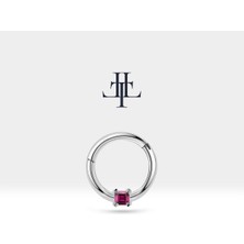 Prenses Yakutlu Halka Piercing, 10-12 mm , 1.2 Mm, 14K Sarı-Beyaz-Kırmızı Altın | LC00034R