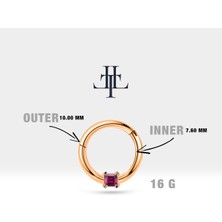 Prenses Yakutlu Halka Piercing, 10-12 mm , 1.2 Mm, 14K Sarı-Beyaz-Kırmızı Altın | LC00034R