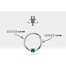 Prenses Zümrütlü Halka Piercing, 10-12 mm , 1.2 Mm, 14K Sarı-Beyaz-Kırmızı Altın | LC00034E