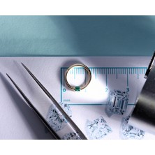 Prenses Zümrütlü Halka Piercing, 10-12 mm , 1.2 Mm, 14K Sarı-Beyaz-Kırmızı Altın | LC00034E