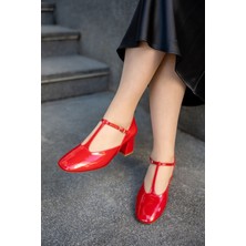 Laminta Suarez Rugan Şerit Detaylı Kadın Vintage Topuklu Ayakkabı