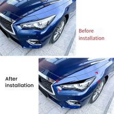 Aeethericly Araba Karbon Fiber Ön Far Kapağı Garnitür Şerit Kaş Kapağı Trim Etiket Infiniti Q50 2014-2023 (Yurt Dışından)