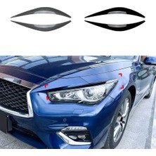 Aeethericly Araba Karbon Fiber Ön Far Kapağı Garnitür Şerit Kaş Kapağı Trim Etiket Infiniti Q50 2014-2023 (Yurt Dışından)