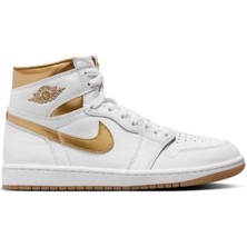 Nike Air Jordan 1 Mid Retro  Sneaker  Deri Bilekli Spor Ayakkabı Beyaz-Gold