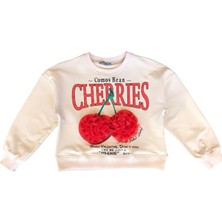 Little Star Kız Çocuk Kiraz Baskılı Tül Süslemeli Sweatshirt
