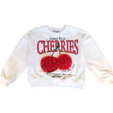 Little Star Kız Çocuk Kiraz Baskılı Tül Süslemeli Sweatshirt