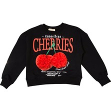Little Star Kız Çocuk Kiraz Baskılı Tül Süslemeli Sweatshirt