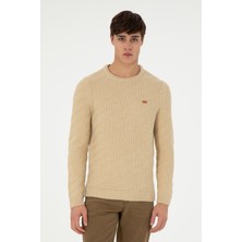 U.S. Polo Assn. Erkek Slim Fit Bisiklet Yaka Kum Kazak 50297050-VR085
