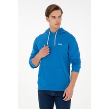 U.S. Polo Assn. Erkek Kapüşonlu Kobalt Basic Sweatshirt 50295149-VR077
