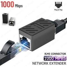 Derwell Gigabit Destekli RJ45 Dişi Dişi CAT5E/CAT6/7/8 Ethernet Lan Ağı Birleştirici Ara Aparatı Internet Kablosu Uzatıcısı