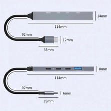 CoverZone PD100W 5gbps 5in1 Extender Çevirici, Type-C ve USB Hub, Type-C ve USB Çıkışlı USB C Hub Adaptörü Macbook ile Uyumlu ZR869