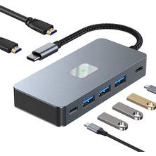 CoverZone Çoklayıcı Adaptör 7IN1USB-C To USB 3.0 ve Usb/c 4 Ports Hub + Hdtv (4K/30Hz) + Pd Macbook Uyumlu Çevirici Adaptör Çok Portlu Çoklayıcı 7 In 1 USB Hub CK-510