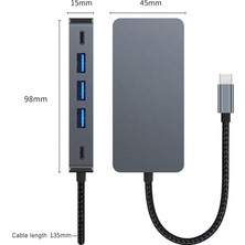 CoverZone Çoklayıcı Adaptör 7IN1USB-C To USB 3.0 ve Usb/c 4 Ports Hub + Hdtv (4K/30Hz) + Pd Macbook Uyumlu Çevirici Adaptör Çok Portlu Çoklayıcı 7 In 1 USB Hub CK-510