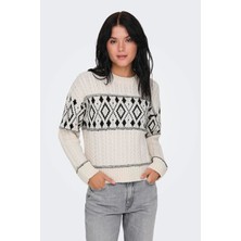 Only Minimalist Kablo Örgü Crop Kadın Kazak - Vintage Tarz