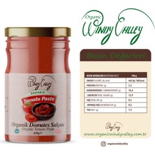 Organic Windy Valley Domates Salçası 2'li Paket  (650gr+650gr) İlave Tuz İçermez