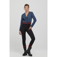 Naar Kadın Çizgili Regular Fit Uzun Kollu Mavi Hırka 2591618