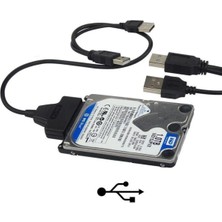 Derwell Yeni Çift USB 2.0 Sata 22 Pin 2.5 Inç Sabit Disk HDD Adaptörü Dönüştürücü Seri SSD Kablosu