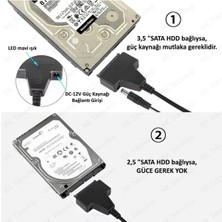 Derwell Yeni Çift USB 2.0 Sata 22 Pin 2.5 Inç Sabit Disk HDD Adaptörü Dönüştürücü Seri SSD Kablosu