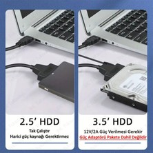 Derwell Yeni Çift USB 2.0 Sata 22 Pin 2.5 Inç Sabit Disk HDD Adaptörü Dönüştürücü Seri SSD Kablosu