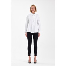 Emmas Clothing Basic Fırfır Detaylı Uzun Kollu Kadın Gömlek