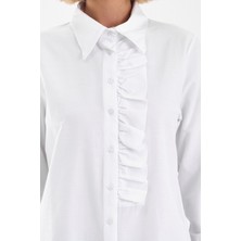 Emmas Clothing Basic Fırfır Detaylı Uzun Kollu Kadın Gömlek